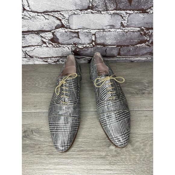 O'Quincy by Jan Palmen White Black Plaid Lace Up Oxfords Shoes Women 41EU/10.5US - Picture 15 of 16